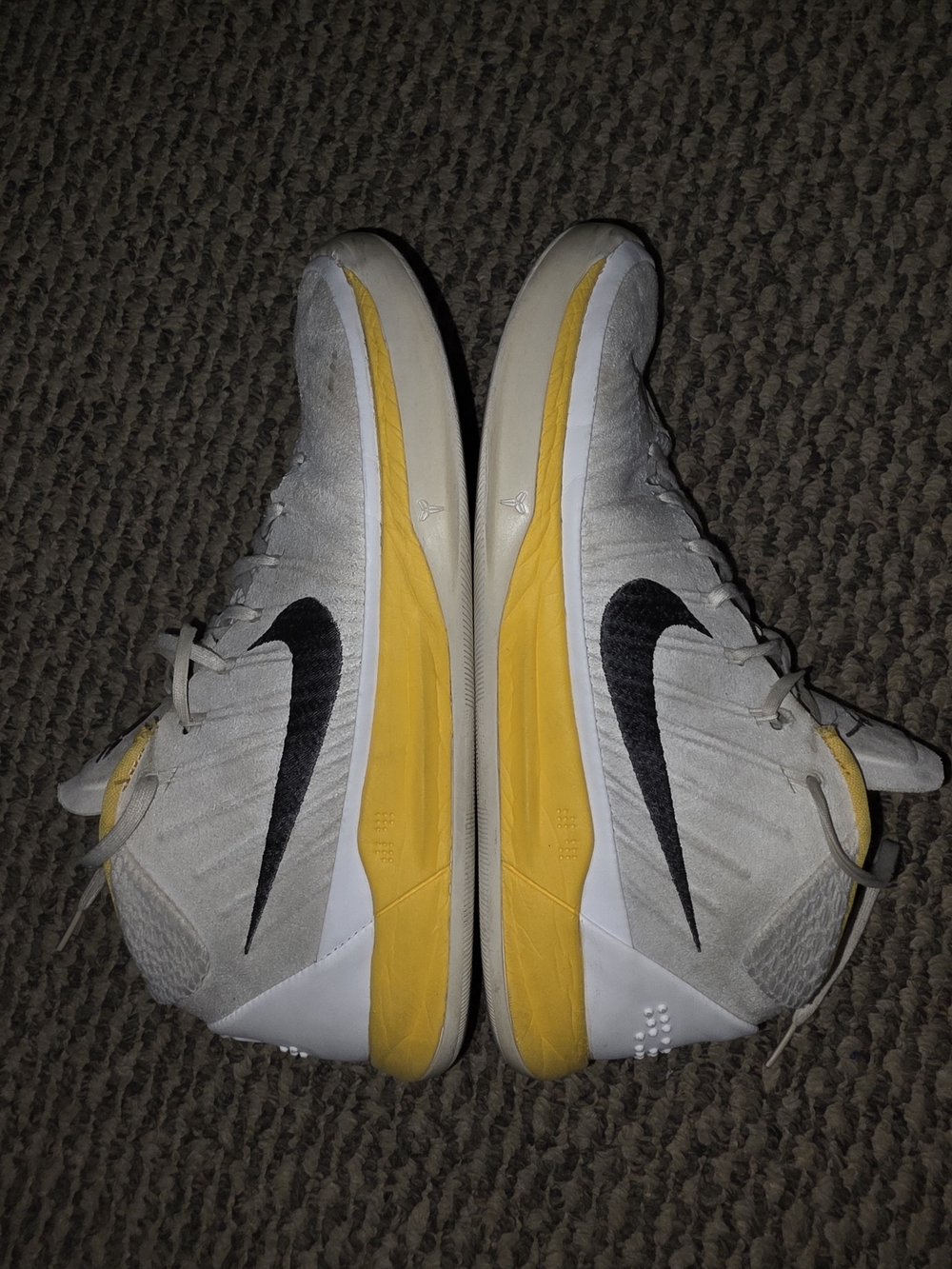 Nike Kobe White/Yellow Basketball Sneakers with Black Swoosh No Box
